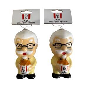 KFC Colonel Sanders Kentucky Fried Chicken Christmas Ornament Ruz Lot of 2 New